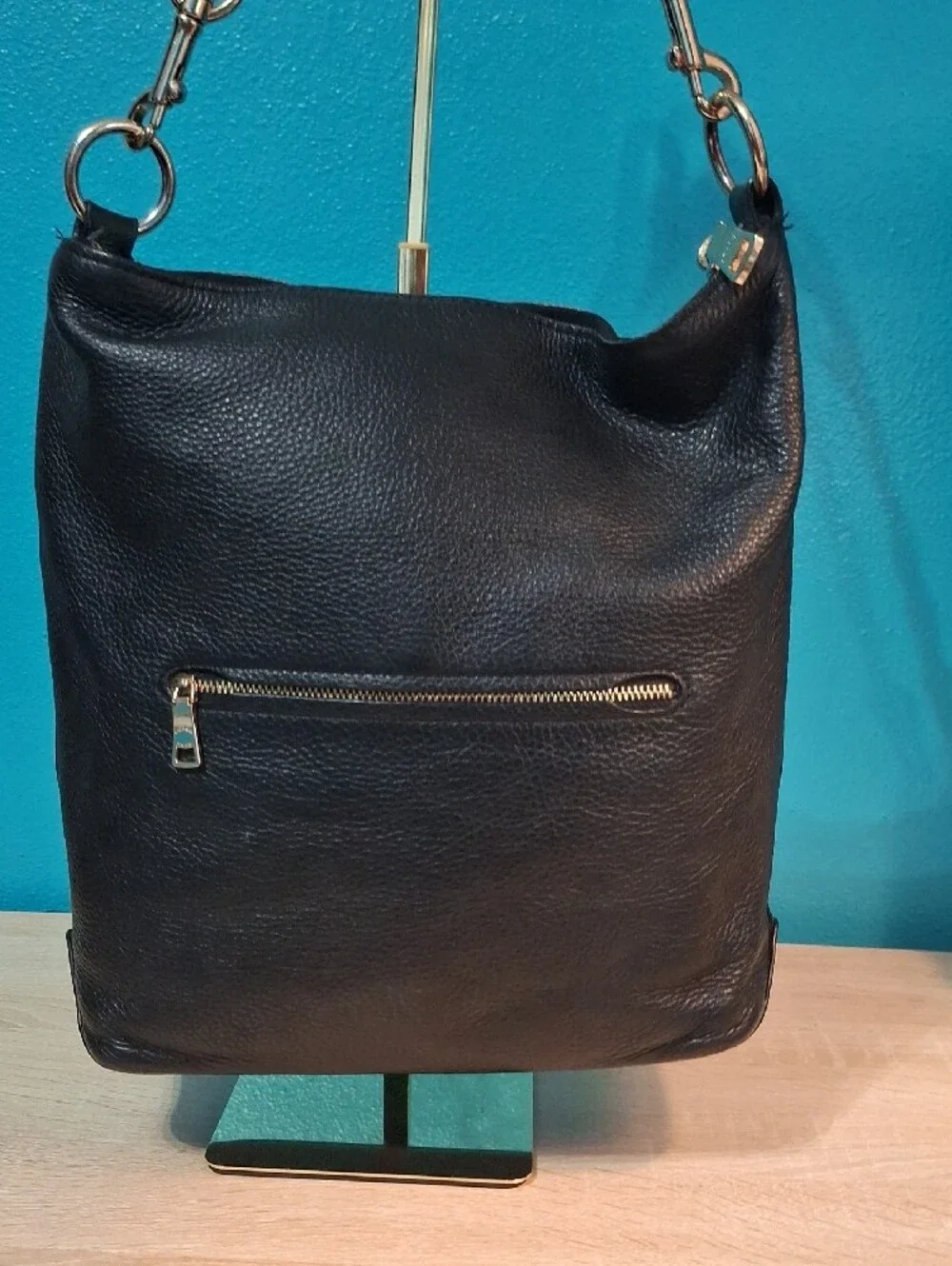 Coach Abby Duffle Black Pebbled Leather Shoulder Hobo with Gold Hardware